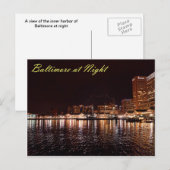 Baltimore Inner Harbour bij nacht Briefkaart (Voorkant / Achterkant)