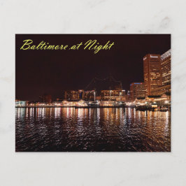 Baltimore Inner Harbour bij nacht Briefkaart