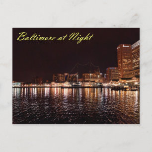 Baltimore Inner Harbour bij nacht Briefkaart