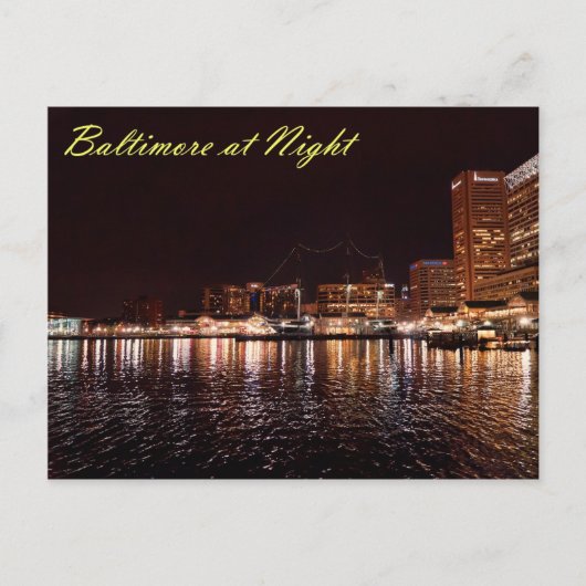 Baltimore Inner Harbour bij nacht Briefkaart (Voorkant)