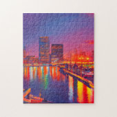 Baltimore Inner Harbour bij nacht Legpuzzel (Verticaal)