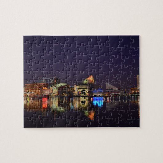 Baltimore Inner Harbour bij nacht Legpuzzel (Horizontaal)
