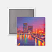 Baltimore Inner Harbour bij nacht Magneet (Voorkant / Achterkant)