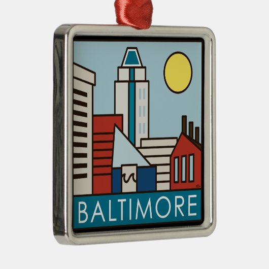 Baltimore Inner Harbour Metalen Ornament (Rechts)