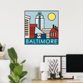 Baltimore Inner Harbour Poster (Thuiskantoor)
