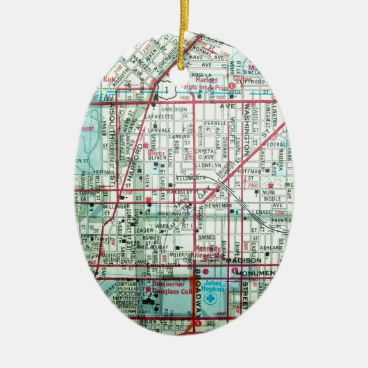 BALTIMORE kaart Keramisch Ornament (Voorkant)