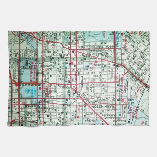 BALTIMORE  kaart Theedoek (Horizontaal)