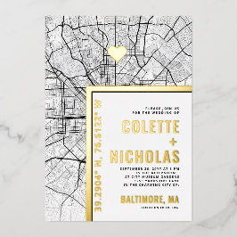 Baltimore Love Locator | Stad thema bruiloft Folie Uitnodiging