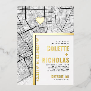 Baltimore Love Locator   Stad thema bruiloft Folie Uitnodiging