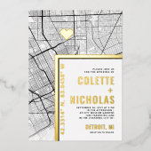 Baltimore Love Locator | Stad thema bruiloft Folie Uitnodiging (Voorkant)