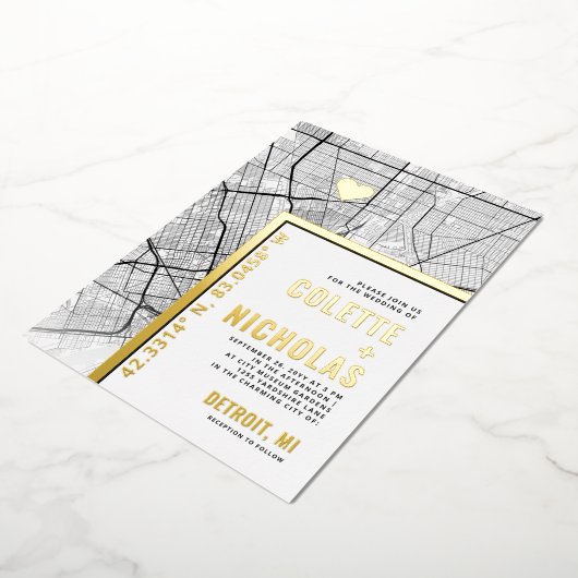 Baltimore Love Locator | Stad thema bruiloft Folie Uitnodiging (Gedraaid)