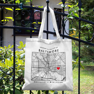 Baltimore Love Locator   Stadsplattegrond Bruiloft Tote Bag