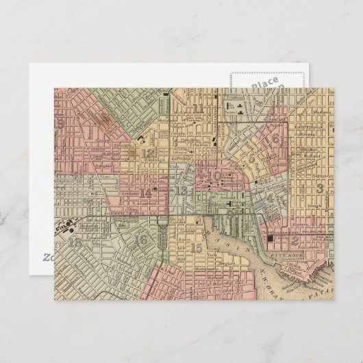 Baltimore Map door Mitchell Briefkaart (Voorkant / Achterkant)