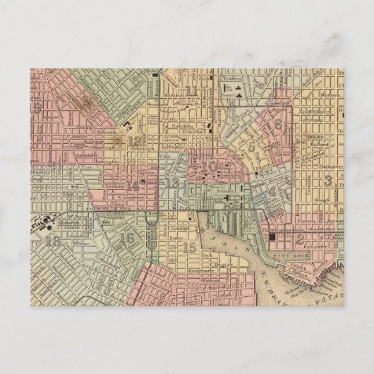Baltimore Map door Mitchell Briefkaart (Voorkant)