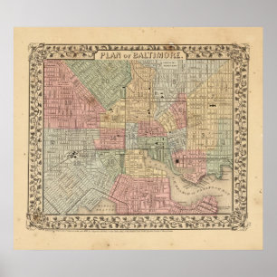 Baltimore Map door Mitchell Poster