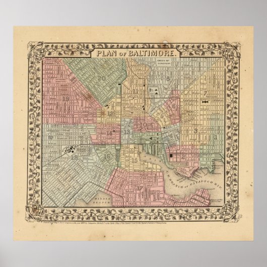 Baltimore Map door Mitchell Poster (Voorkant)