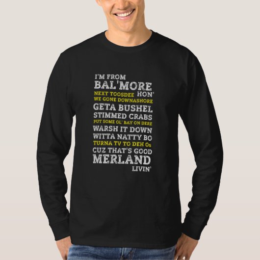 Baltimore Maryland Accent  T-shirt (Voorkant)
