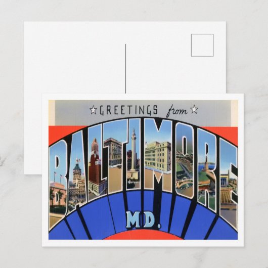 Baltimore, Maryland Big Letters Briefkaart (Voorkant / Achterkant)