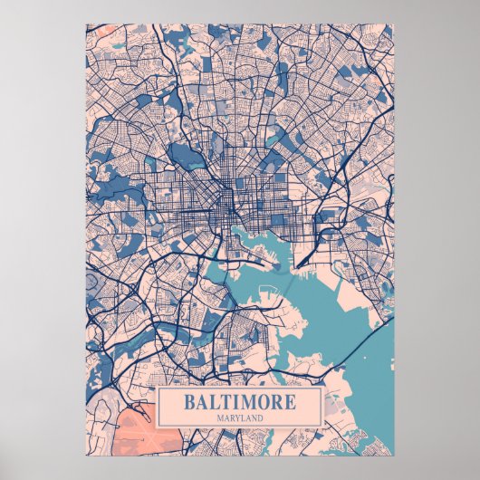Baltimore - Maryland Breezy City Map Poster (Voorkant)