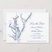 Baltimore Maryland Bruiloft Elegant Navy Blue Kaar Save The Date (Voorkant)