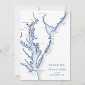 Baltimore Maryland Bruiloft Navy Blue Flat Bedankkaart (Voorkant)