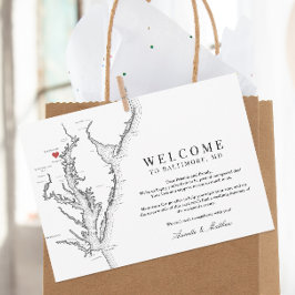 Baltimore Maryland Bruiloft Welkomstroute Bedankkaart