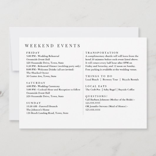 Baltimore Maryland Bruiloft Welkomstroute Bedankkaart (Achterkant)