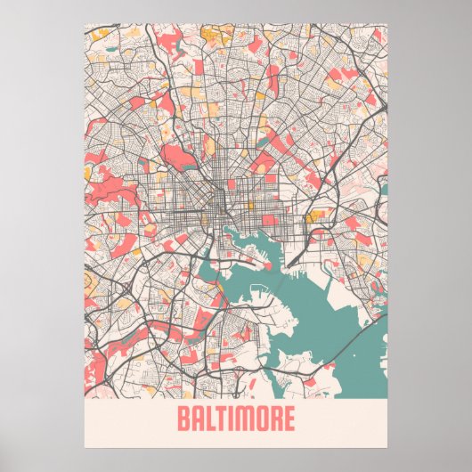 Baltimore - Maryland Chalk City Map Poster (Voorkant)
