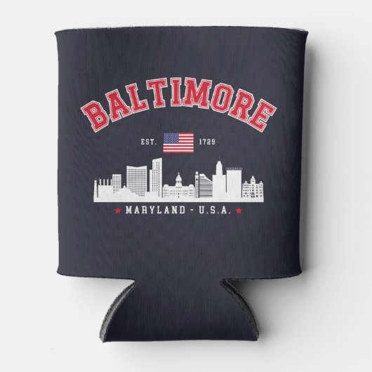 Baltimore Maryland Chic Cityscape Design Blikjeskoeler (Voorkant)