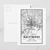 Baltimore, Maryland City Map Minimalist Art Briefkaart (Voorkant / Achterkant)