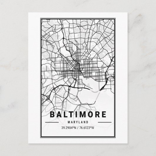 Baltimore, Maryland City Map Minimalist Art Briefkaart (Voorkant)