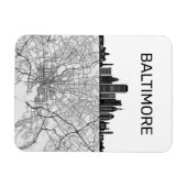 Baltimore Maryland City Skyline met kaart Magneet (Horizontaal)