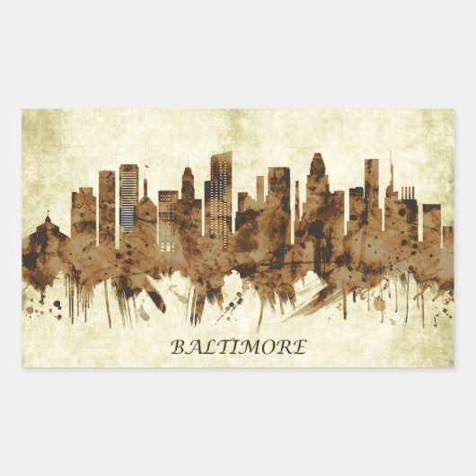 Baltimore Maryland Cityscape Rechthoekige Sticker (Voorkant)