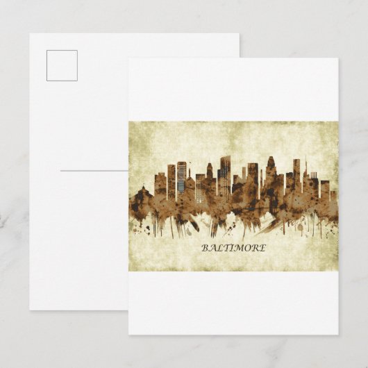 Baltimore Maryland Cityscape Uitnodiging Briefkaart (Voorkant / Achterkant)