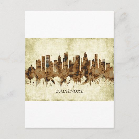 Baltimore Maryland Cityscape Uitnodiging Briefkaart (Voorkant)