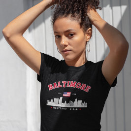 Baltimore Maryland Contemporary City Skyline Tri-Blend Shirt