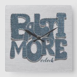 Baltimore Maryland Denim Letter Vierkante Klok