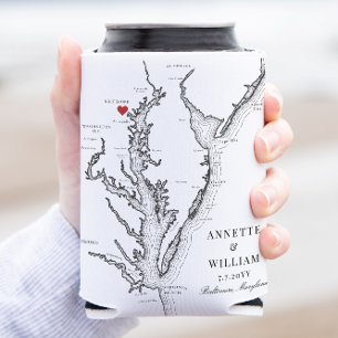 Baltimore Maryland Elegant Zwart Wit Bruiloft Blikjeskoeler