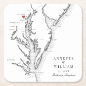 Baltimore Maryland Elegant Zwart Wit Bruiloft Kartonnen Onderzetters (Voorkant)