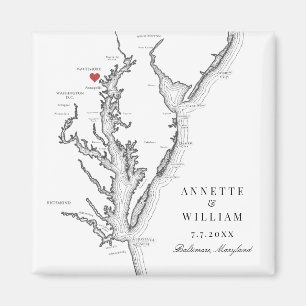 Baltimore Maryland Elegant Zwart Wit Bruiloft Magneet