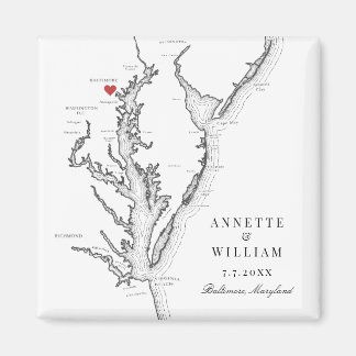 Baltimore Maryland Elegant Zwart Wit Bruiloft Magneet