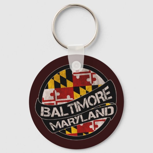Baltimore Maryland flag grunge sleutelhanger (Voorkant)