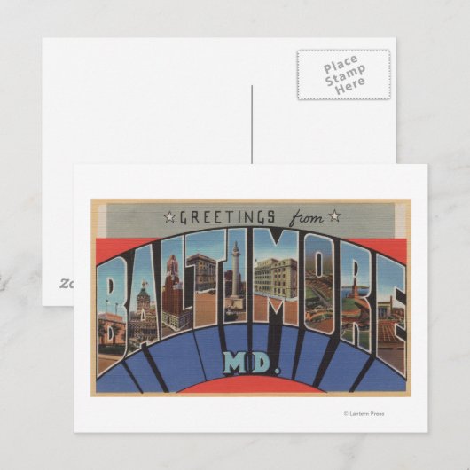 Baltimore, Maryland - Grote letterscènes Briefkaart (Voorkant / Achterkant)