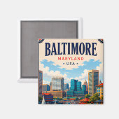 ⚓ Baltimore Maryland haven en skyline Magneet (Voorkant / Achterkant)