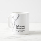 Baltimore Maryland Kaart Cadeau Zwart-wit Koffiemok (Voorkant links)