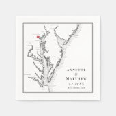 Baltimore Maryland Kaart Elegant Zwart Wit Bruilof Servet (Voorkant)