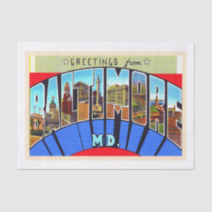 Baltimore Maryland  Large Letter Briefkaart Tissuepapier