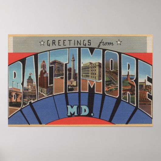 Baltimore, Maryland - Large Letter Scenes 3 Poster (Voorkant)