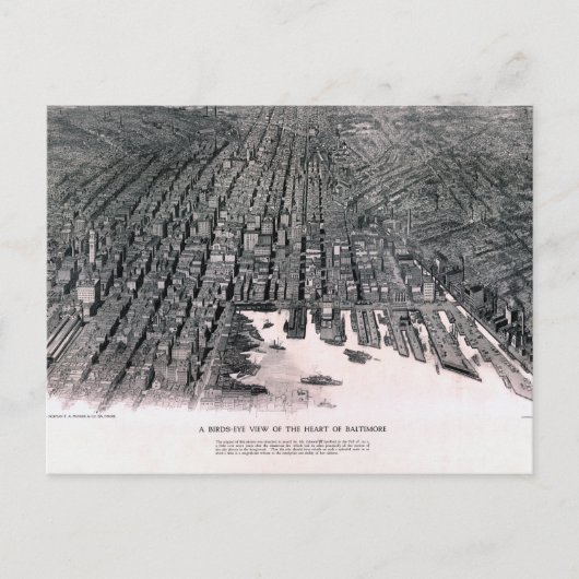 Baltimore Maryland  Map 1911 opnieuw bezien Briefkaart (Voorkant)