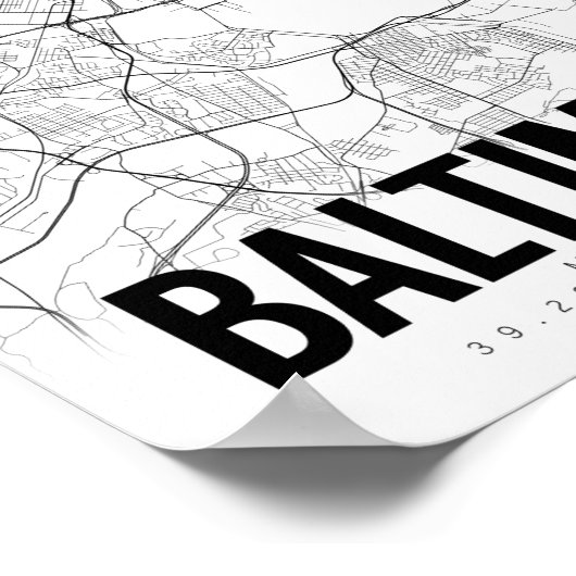 Baltimore Maryland Minimalist Map Art Poster (Hoek)